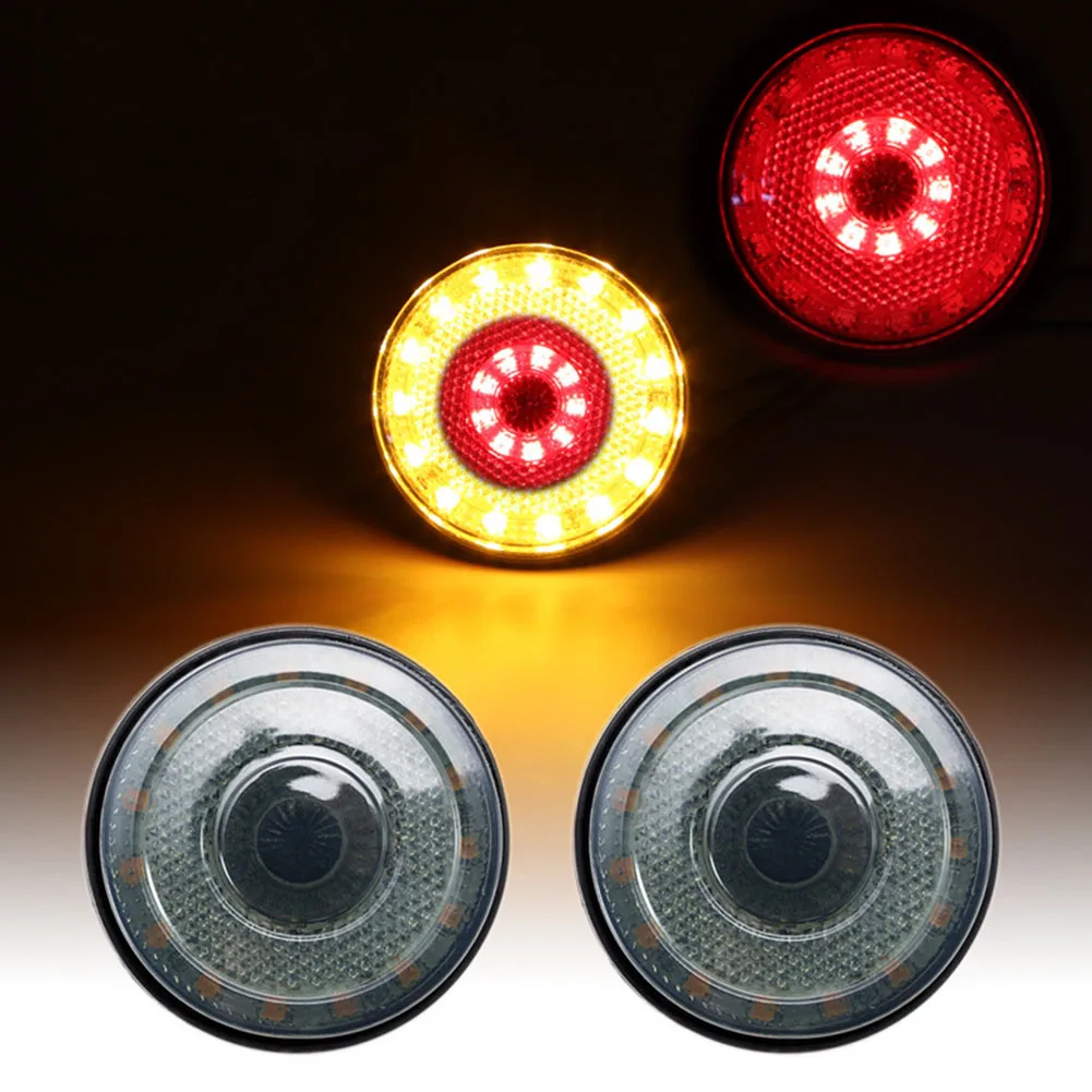 Car Lights 24 LED Car Truck Trailer Rear Tail Brake Stop Marker Light Indicator Turn Singal Light Lamp Round Reflector
