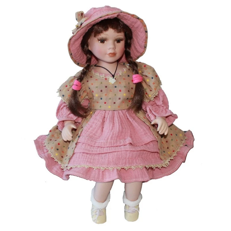 

2024 New 40cm Lovely Collectable Doll Interactive Playset w/ Stand Vintage Pink Dresses