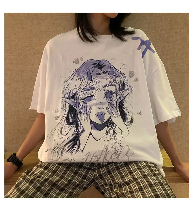 Women White T Shirt Summer Short Sleeve y2k Tshirt Harajuku Kawaii Clothing Korean Casual Clothes for Teenage Girl Tee Top 2021