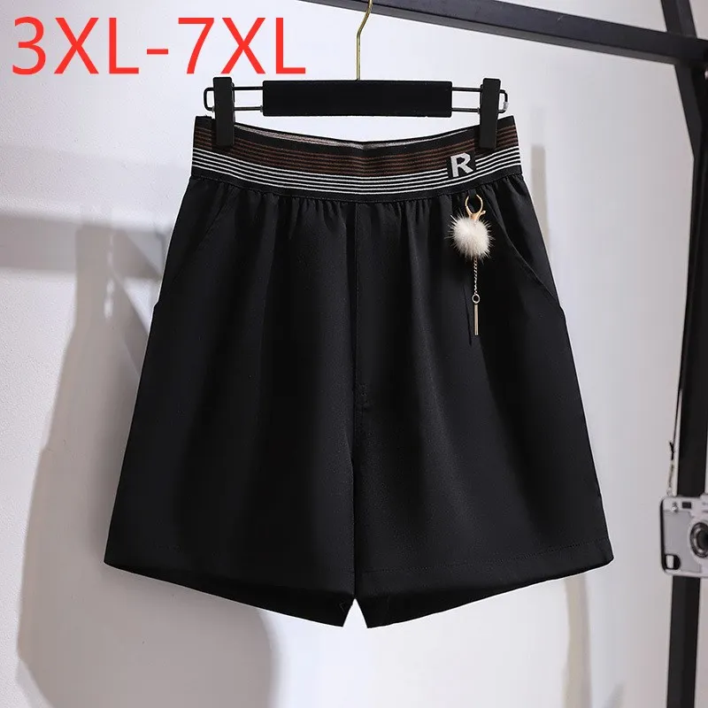 

New 2021 Ladies Summer Plus Size Women Clothing Shorts For Women Large Casual Loose Black Pocket Wide Leg Shorts -