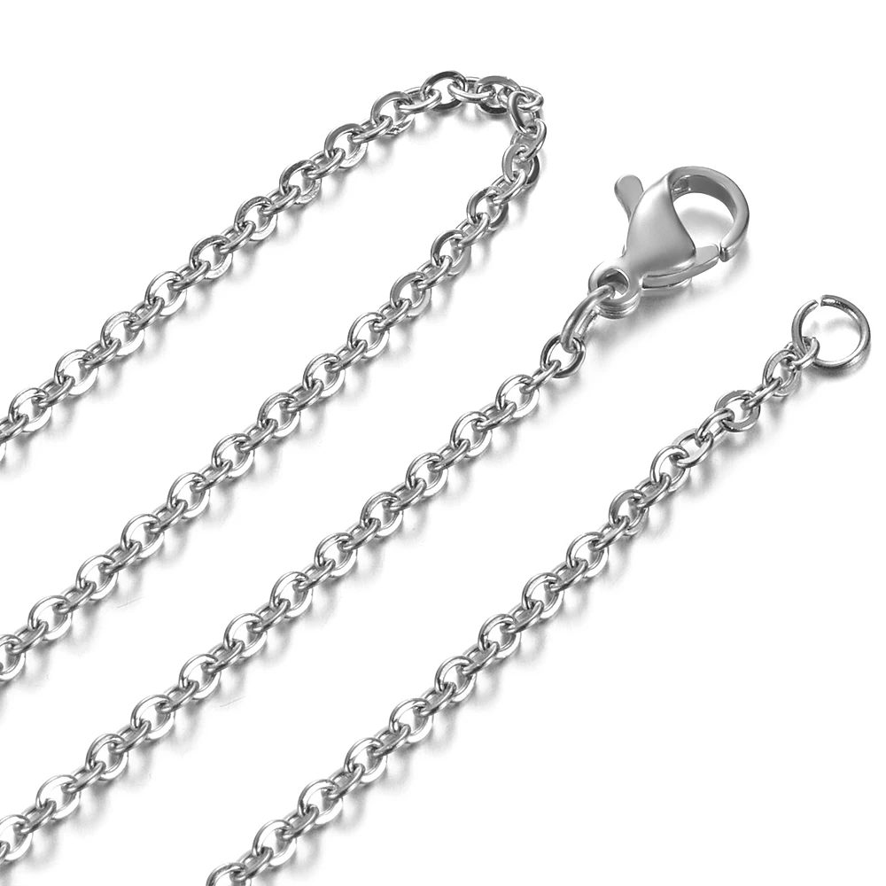 5pcs/lot Stainless Steel 3 Colors Cable Chain Necklace Lobster Clasp DIY Chain Neckalces Accessories 45cm/50cm/60cm