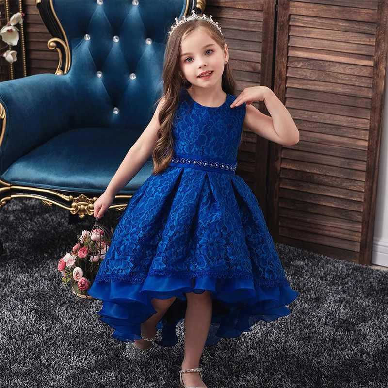 

Summer new children's princess dresses girls clothing trailing Dresses big children Vestiti lace show small Birthday party dress