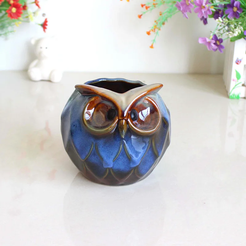 Ceramic Owl Fleshy Plant Flower Pot Hand Crafts Home Desktop Decor Ceramic Planter Pot  Desktop  Patio Decoration