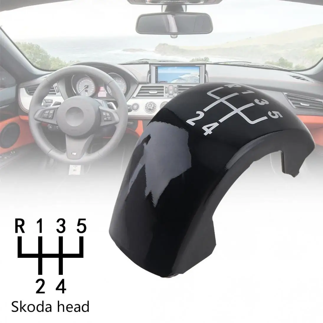 5 Speed 2 Color Manual Styling ABS Gear Shifter Shift Lever Knob Stick Handball Head Cover for Skoda / Octavia MK2 1Z0798001