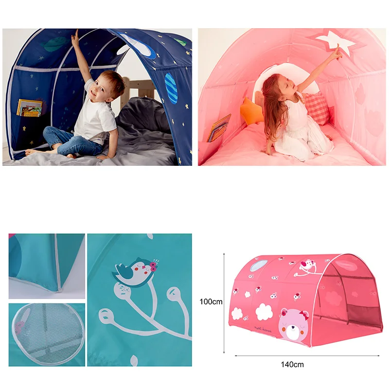 Children Bed Tent Tunnel  Play House Small House Room Decoration Tent Crawling Tunnel Toy Kids Games House Tent Tunnel  On Bed