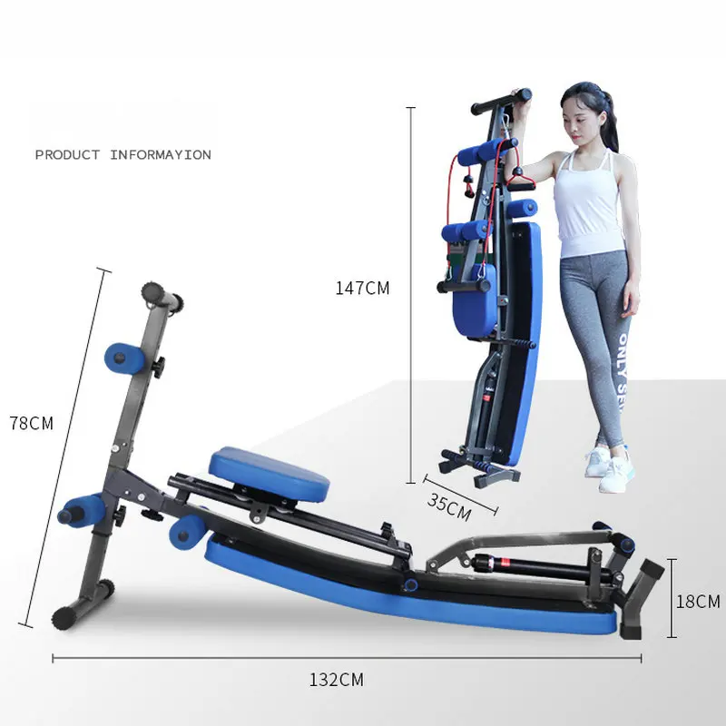 Multi-Functional Rowing Machine, 12 Tension Resistance Sit-Up Bench, Home Abdomen Fitness Equipment Can Load 440 LBS