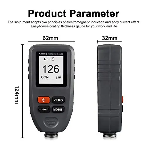 R&D-TC100 Coating Thickness Gauge, Car Paint Film Thickness Tester Measuring Tool, FE, NFE, Manual Paint Tool, 0.1Micron, 0-1300