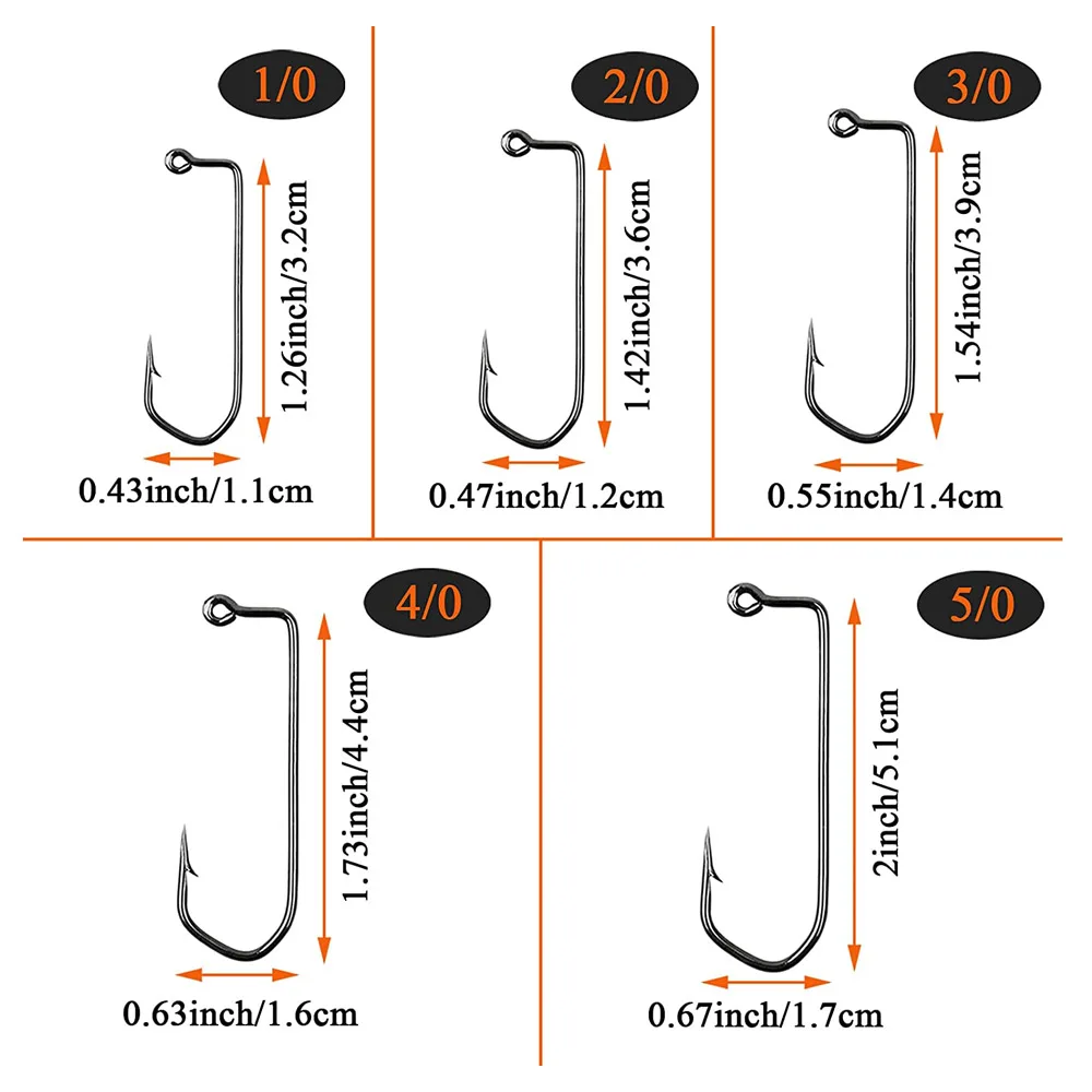 130Pcs Aberdeen Jig Hooks 90 Degree Jig Fishing Hooks Long Shank Forged Hooks High Carbon Steel Barbarian Hooks For Bass Panfish