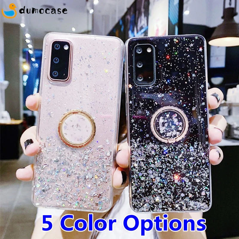 

Kickstand Bling Glitter Silicone Phone Case For Samsung Galaxy S21 S20 FE S10 S9 Note 20 10 Plus Ultra Thin Stand Bracket Cover