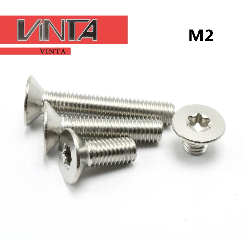 

[BIG SALE] M2 Blade Cutter Accessories Grade 304 6-Lobe Screw Flat Fastener CNC Accessories Color Sliver 50PCS