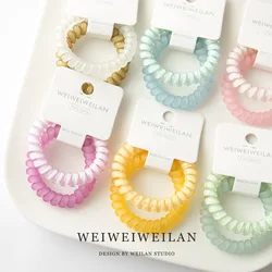 2 piece cards of super sweet candy color transparent frosted phone line hair ring simple and seamless bracelet hair accessory