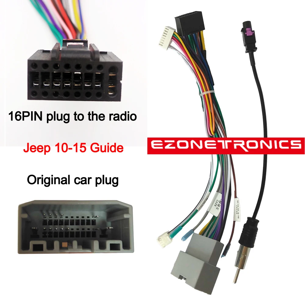 

1-2Din Car DVD Cable Plug Canbus box Fitting Adaptor Dash Kits For Jeep 10-15 Guide Line Pack-RZC Radio Antenna RZC Radio player