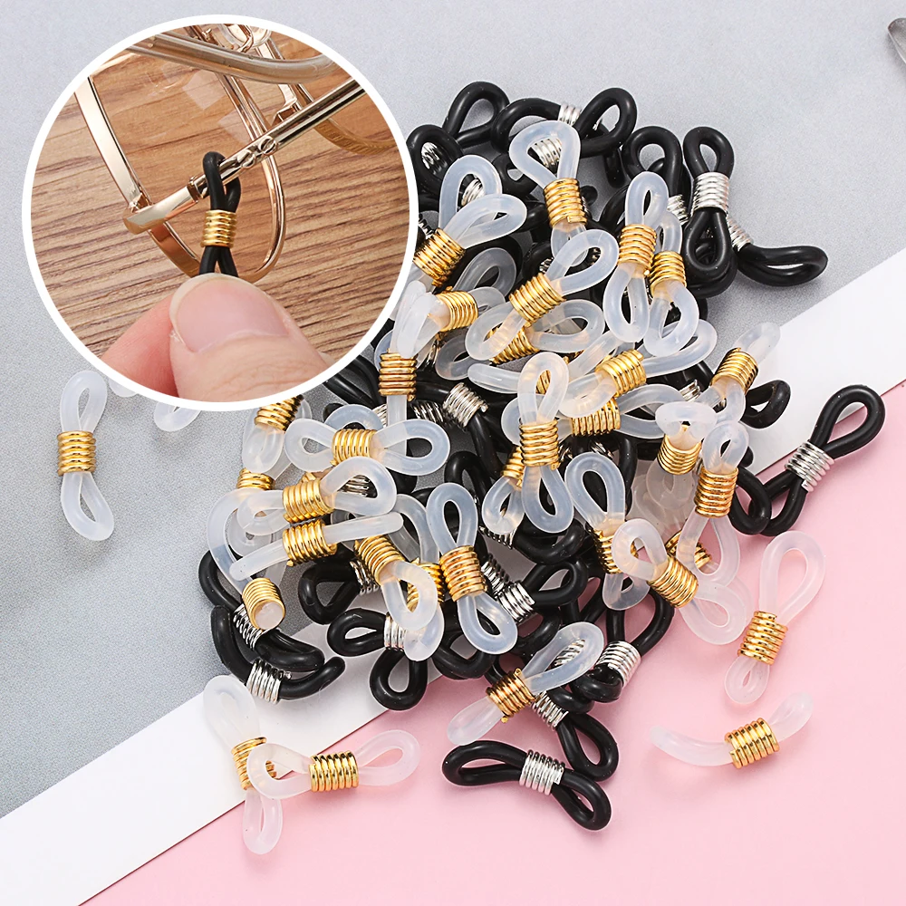 50Pcs Eyeglasses Ear Hook Anti-Slip Spectacles Chain Glasses Retainer Ends Rope Sunglasses Cord Holder Strap Loop Connector