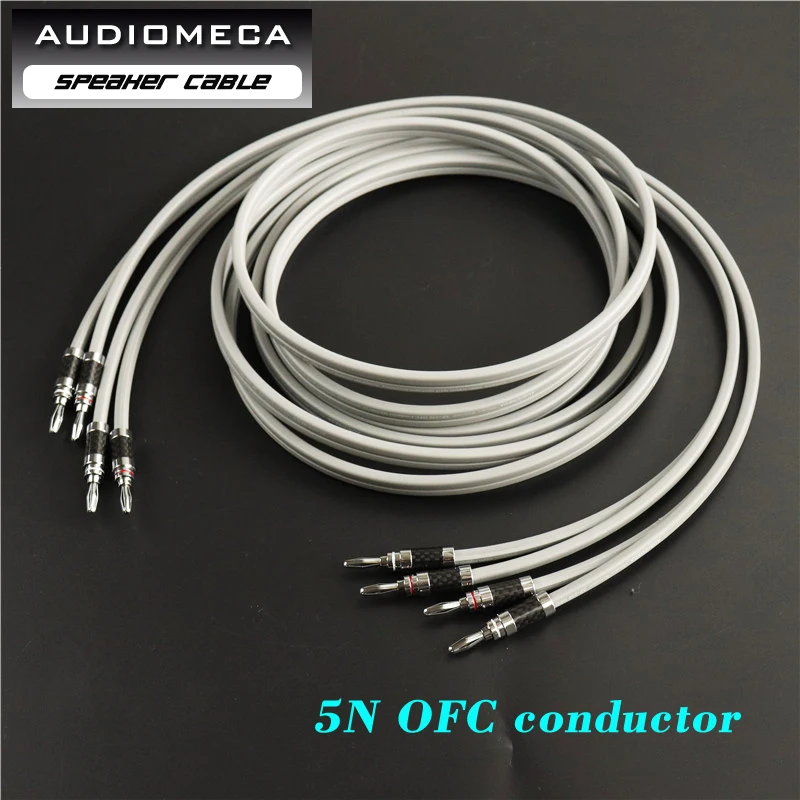 1 pair of high quality speaker cable 5N OFC conductor pure copper Rhodium Plated Banana Plug