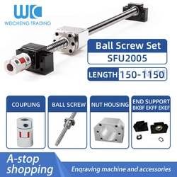 1PC 20MM Ball Screw SFU2005 End Machined+RM2005 Single Ball Nut+ BK15BF15/EKEF15/FKFF15 End Support+DSG20H+Coupler Screw 2005
