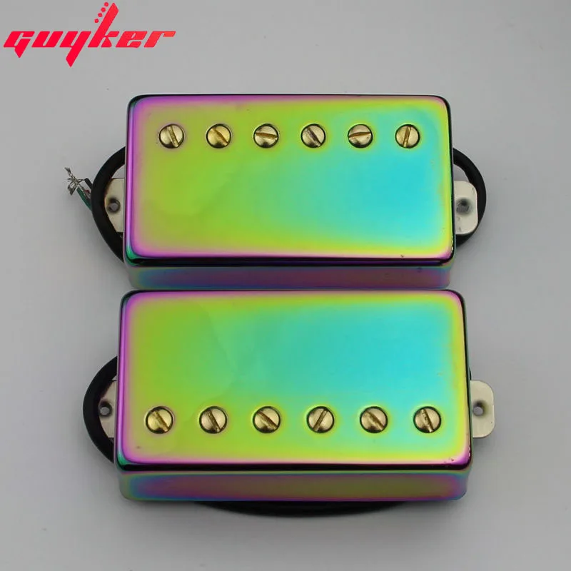 GUYKER Chameleon Rainbow Set Pickup + Lock String Tuners + Potentiometer Cap + Tune O Matic Electric Guitar Bridge for LP Guitar