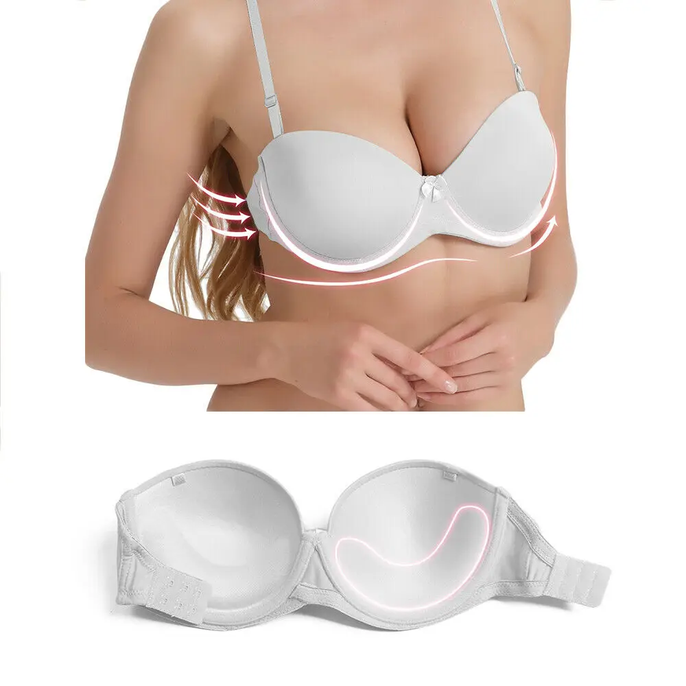 Vgplay Solid Push-up Women Bra Strapless Padded Halter Bras for Women Plus Size Multiway Underwear 32-42 Size A B C D E F Cup