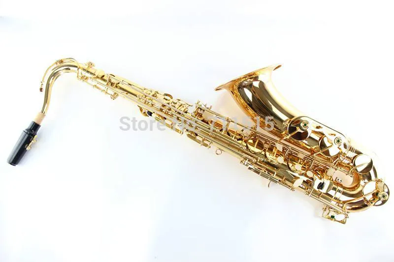 New Bb Tenor Brass Gold Lacquer Saxophone B Flat Playing Musical Instrument Sax with Case Mouthpiece Free Shipping