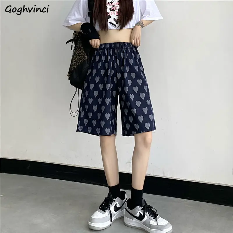 Shorts Women Navy Ins Retro Hot Sale Unisex Korean Simple Aesthetic Lady New Arrival Chic Couple High Waist Summer Print Popular