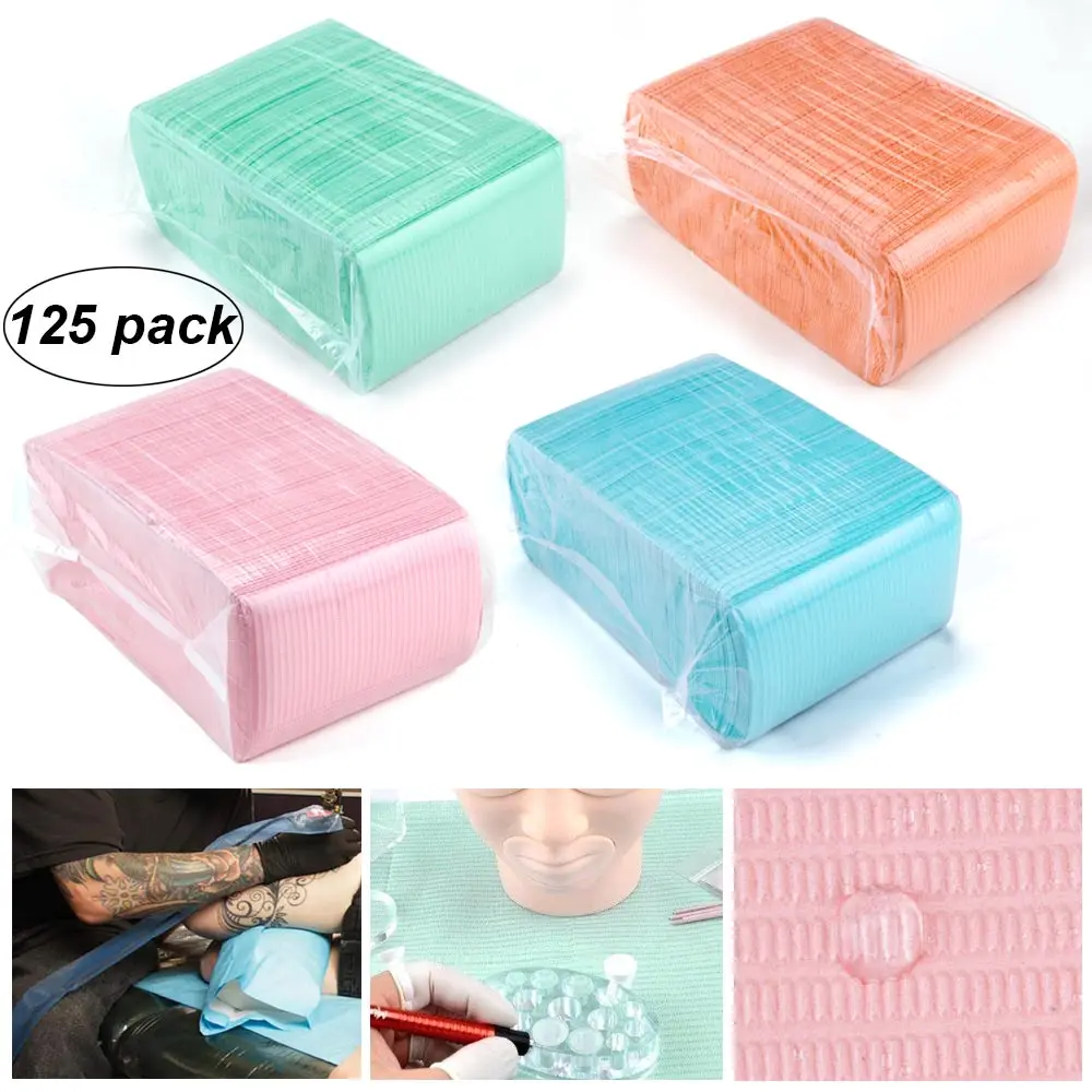 

5/125Pcs Tattoo Cleaning Wipes Absorbent Disposable Dental Piercing Medical Bib Waterproof Paper Permanent Tattoo Accessories