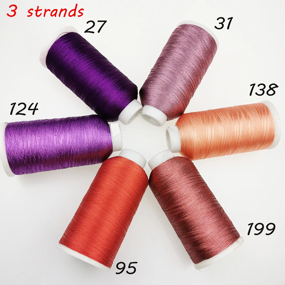 Sanbest 3 Strands Metallic Weaving Thread Handmade DIY Bracelet String Stitch Threads Crochet Yarns for Tatting Color Pink - 153