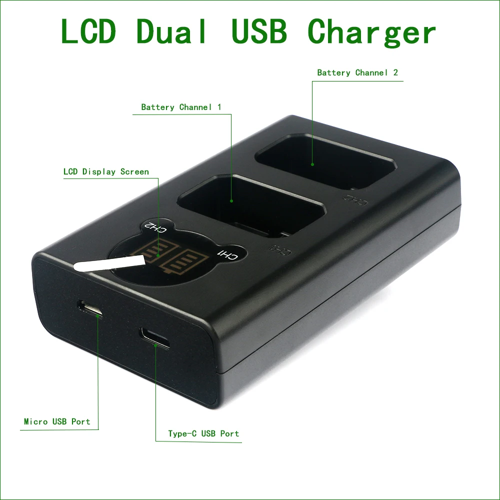 EN-EL15 EL15 MH-25 MH-25a Dual USB Battery Charger for Nikon D800E D810A D7000 D7100 D7200 D7500 Z6 Z7