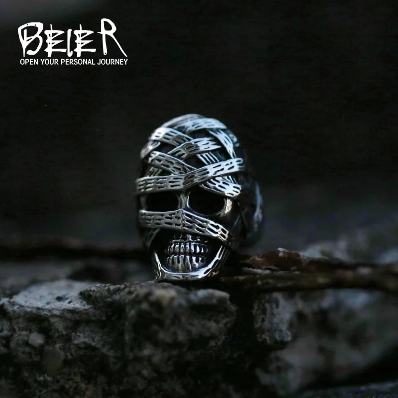 New Style Retro Egyptian Ancient Egyptian Mummy Skull Ring For Men Punk Biker Fashion Jewelry Wholesale