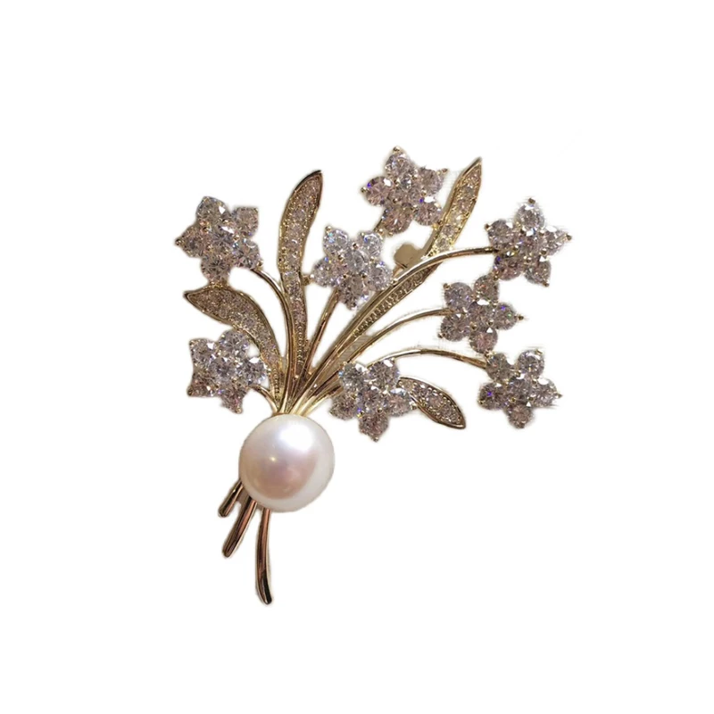 

Flower DIY Accessory Pearl Breastpin Mountings Elegant Brooch Fittings For 9-10mm Pearls Making