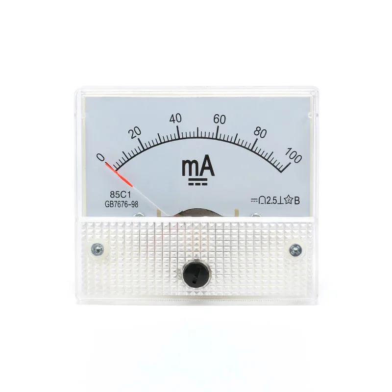 85C1 DC Analog Current Meter Panel 1A 3A 5A 10A 30A 10mA 50mA 100mA 500mA 50uA 100uA 200uA 500uA AMP Gauge Current Ammeters