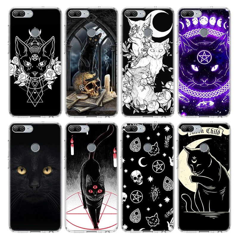 Witch and cat Colorful Cute Phone Case For Huawei Honor 10 Lite 9 50 20 8S 8X 8A Pro 9X Y5 Y6 Y7 Y9S P Smart Z 2019 2021 Soft