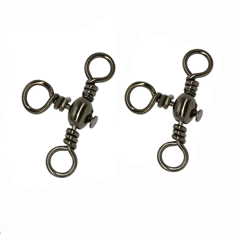 10pcs/lot 3 Way Fishing Swivels Connector Bearing Barrel Rolling Hooks Cross Line Barrel Swivels Connector Fishhook Carp Pesca