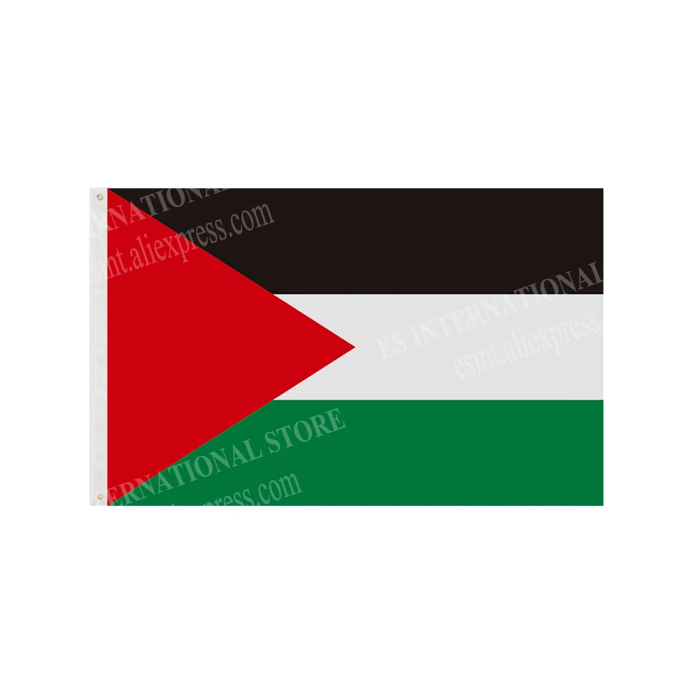 Palestine Flag National Graphic Custom Printed Hanging Banner Design Outdoor Sport Polyester Shaft Cover Grommets 3X5FT 90X150CM