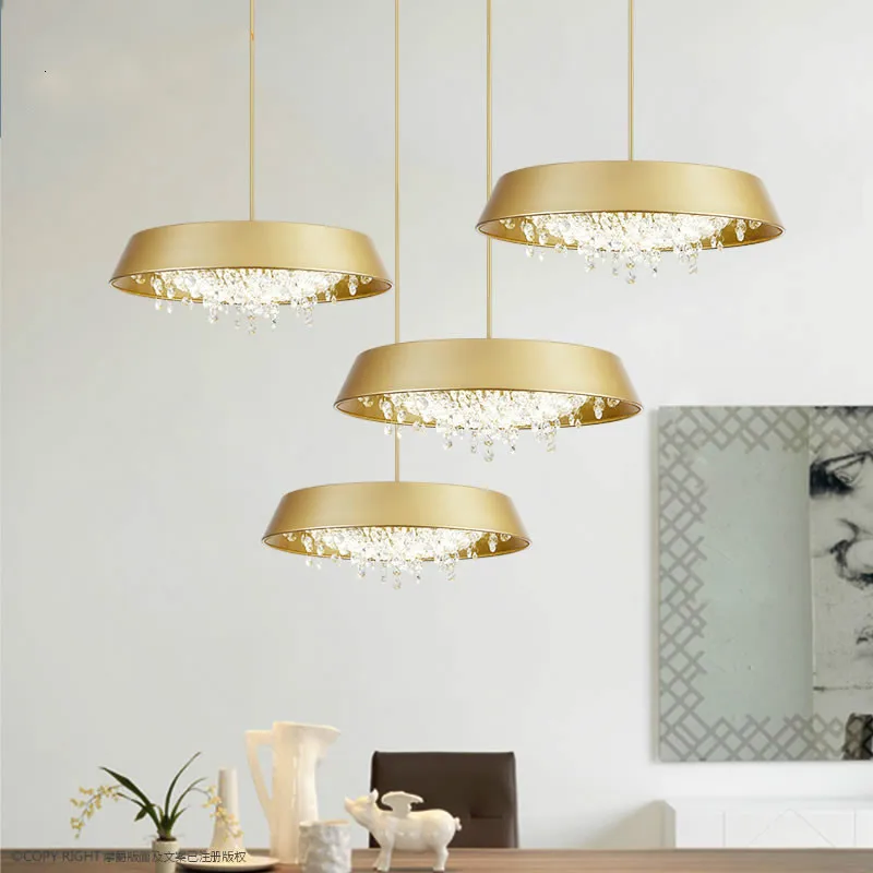 Post-modern personality Nordic minimalist restaurant bedroom lamp luxury iron crystal K9 Pendant Lights living room lamp LB32618