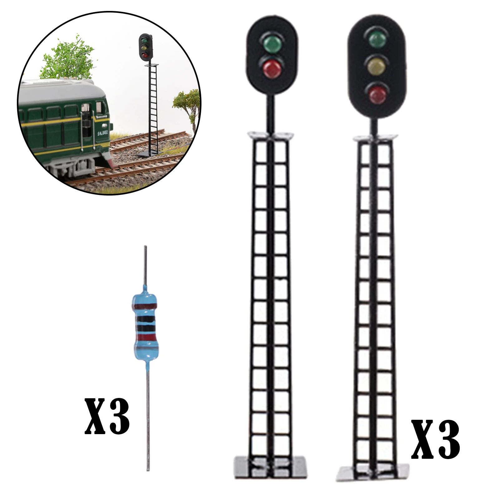 3 sztuk DIY sygnalizacja świetlna 1:87 HO skala sygnalizacja świetlna lampka sygnalizacyjna Model architektura ulica Model pociągu pociąg kolejowy lampa