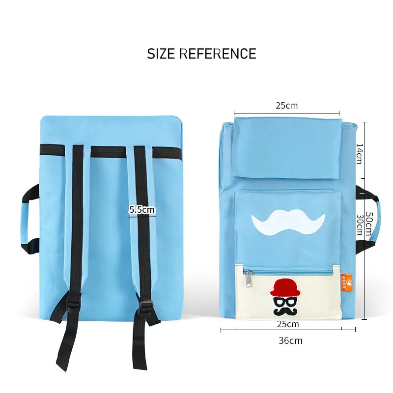 8K Cute Mustache Art Bag A3 Drawing Board Bag Kids Drawing Supplies Bag Portable Backpack For Children