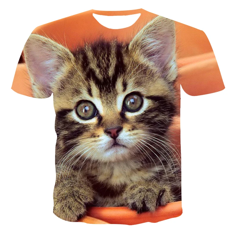 Summer Funny Animal Cat T-shirt men Summer Fashion Personality Hip Hop Print t-shirt Trend Casual Interesting graphic t shirts