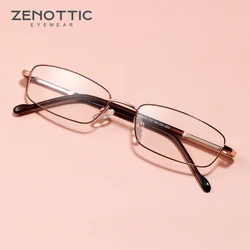 ZENOTTIC Small Rectangle Glasses Women for Ladies Men Metal Optical Spectacles Full Rim Frame
