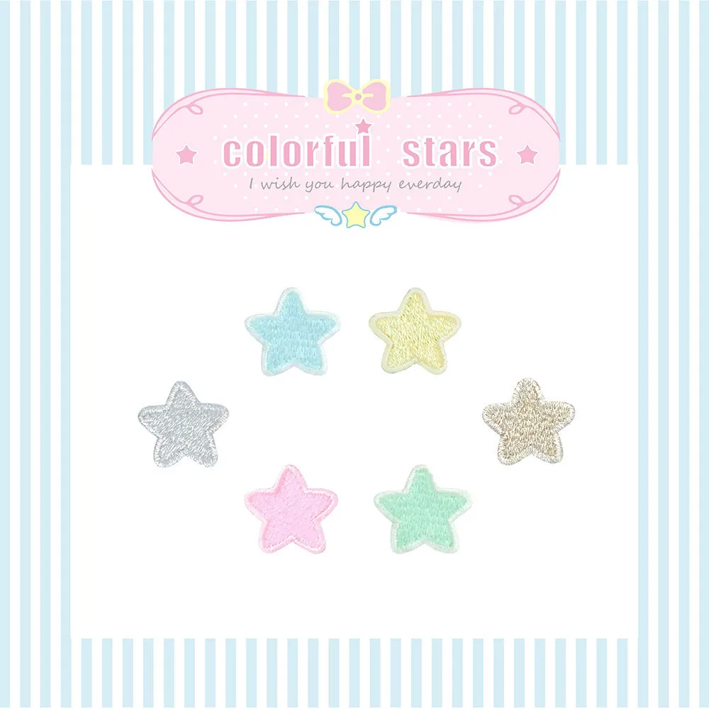 AHYONNIEX Small Star Teenage Bow Embroidery Repair Patches Bag Jacket Jeans Cartoon Iron On Patches for Clothes Dress Shoes