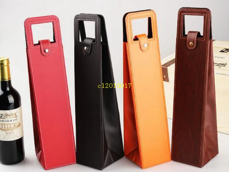 

100pcs/lot Fast shipping Wine bags of wine packaging gift boxes Red wine only leather bag Customize