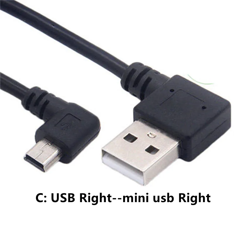 Mini USB Cable Right Angle 90 Male to Male USB to USB Cable Sync Data Charge 0.2m