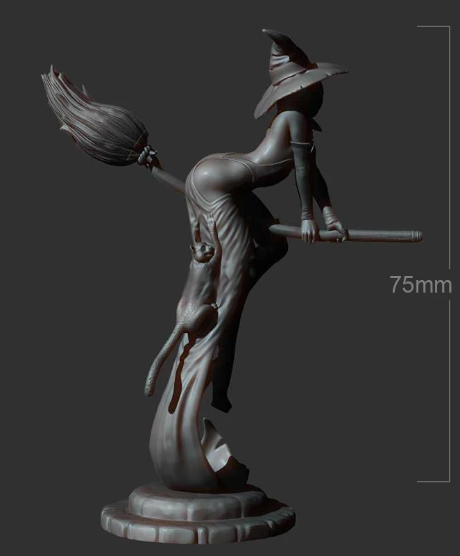 1/ 24 75mm Resin Model Witch Girl Figurine Unpainted RW-417