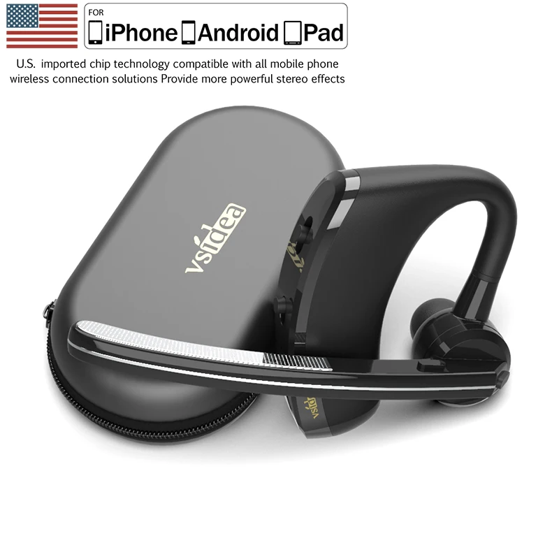 Vsidea-8 Business Bluetooth Headset Fast Charging Driver Handsfree Earphone with Mic Noise Cancelling Headset For IOS Android