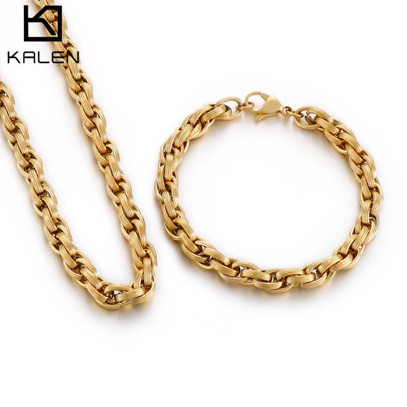 

7 мм золото/серебро Цвет ожерелье в виде цепочки из нержавеющей стали и браслет Модный комплект украшений