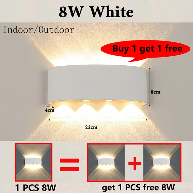 Led Wand Lampe IP65 Wasserdicht Indoor Outdoor Beleuchtung Innenwand Leuchte 6W 8W 12W Für Bad nacht Treppen Decor