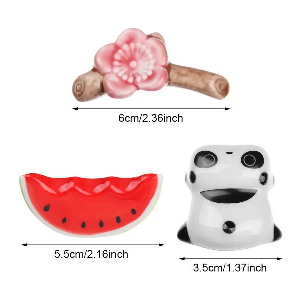 Styl japoński uchwyt ceramiczny pałeczki do jedzenia śliczne Panda arbuz wiśniowy kwiat zastawa stołowa spoczywa Chopstick Rack akcesoria kuchenne