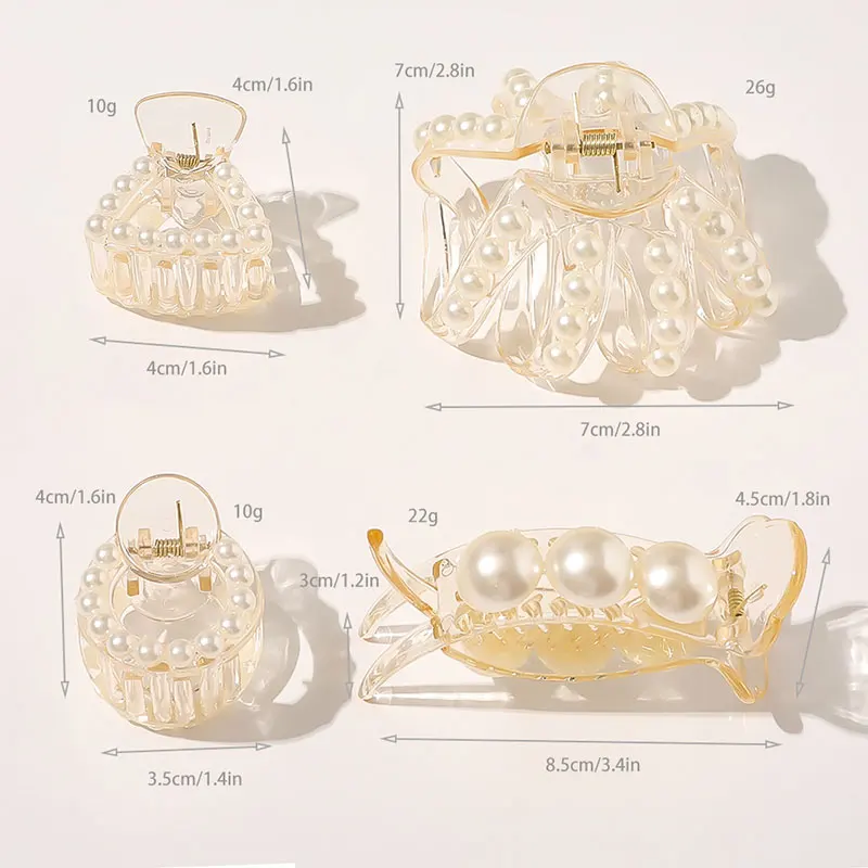 INS Jepit Rambut Hitam Sampanye Mode Jepit Rambut Berlian Imitasi Mutiara Penjepit Kepiting Jepit Rambut Ukuran Besar Kecil Aksesori Rambut Jepit Rambut