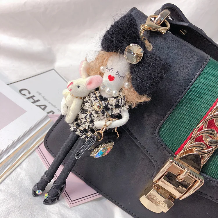 2023 Real Mink Fur Keychain Bag Pompom Bag Charm KeyRing Luxury Car Jewelry Pendant Fur Keychain  Luxury Keychain