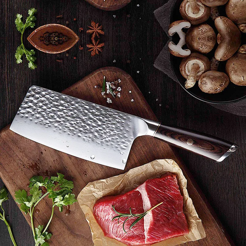 Kitchen Cleaver Meat Knife  7CR17 Stainless Steel Handmade Forged  Chopper Vegetable Slicing Knife Kitchen Tool