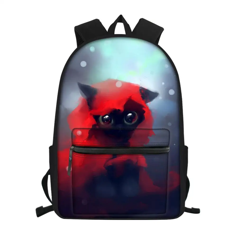 Fashion Children's Little Canvas Backpack Cats Pattern School Bag for Boys Girls Book Bags Cartoon Animal Travel Kids Backpacks