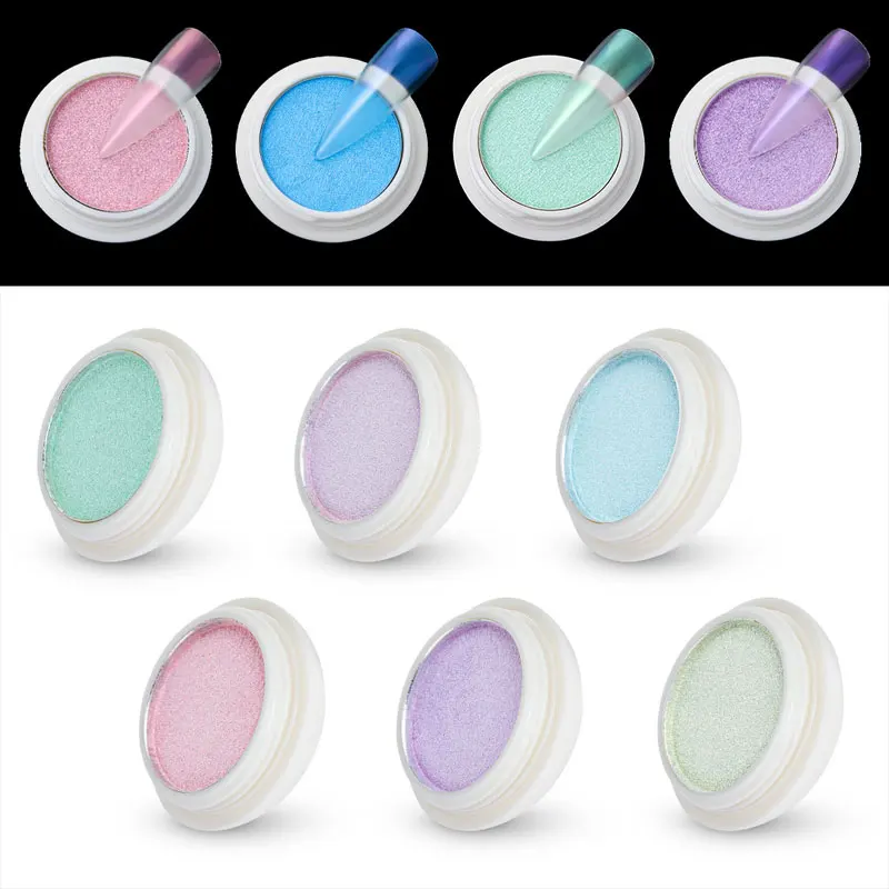 Transparent Neon Solid Mirror Nail Glitter Powder Dust Nails Art Gel Polish Chrome Pigment Nail Art Decorations Manicure tools